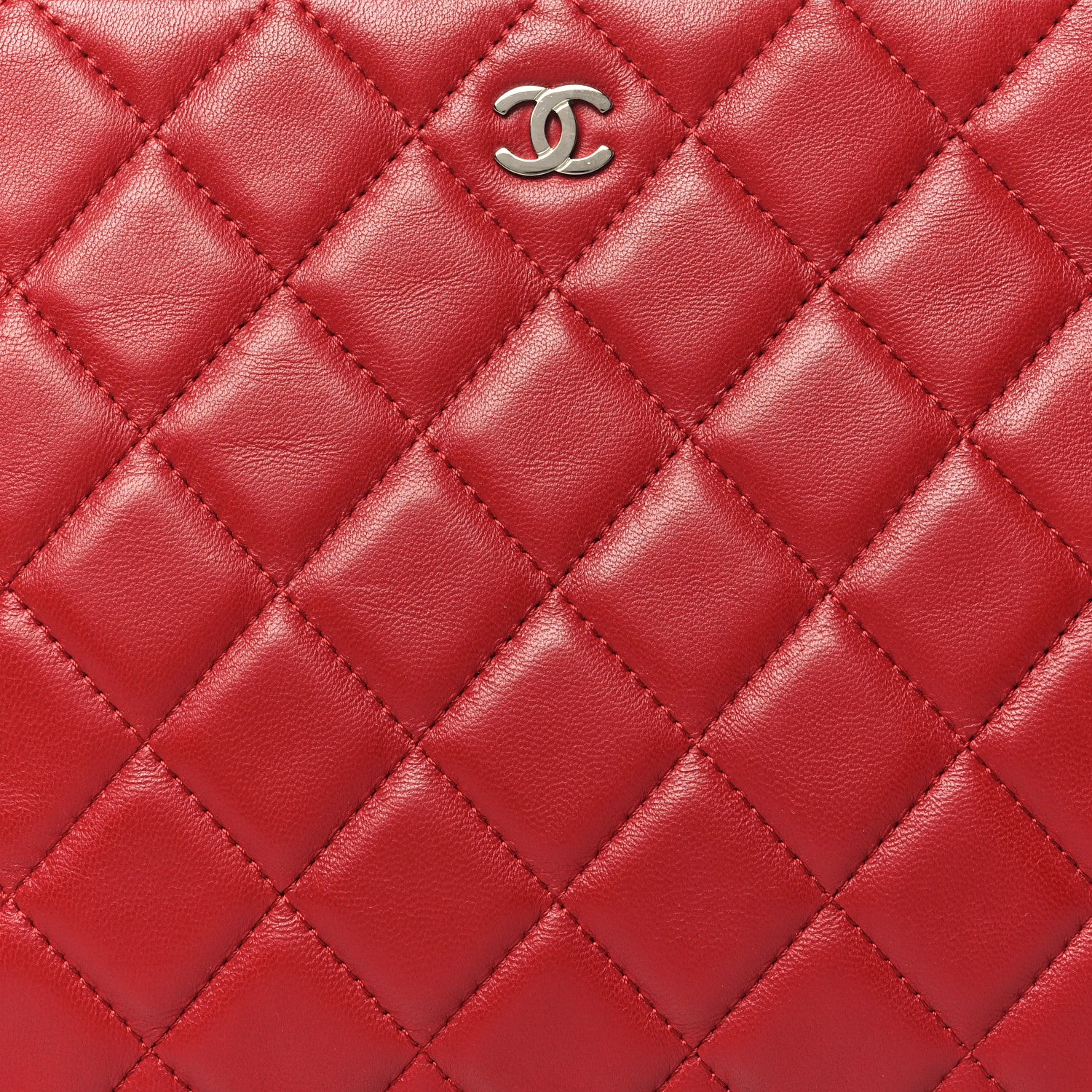 Chanel Lambskin Quilted Medium Cosmetic Case Red 8 of 10