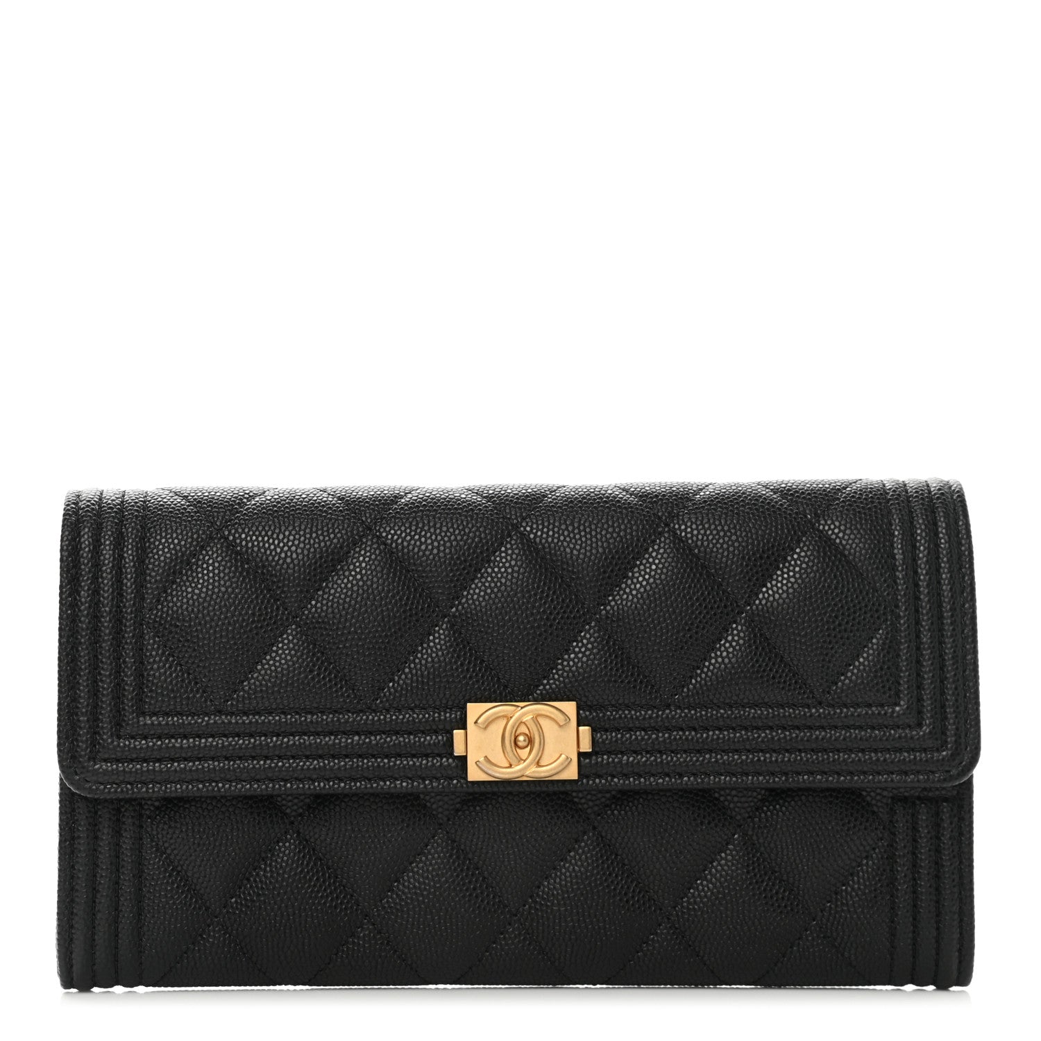 Chanel Caviar Quilted Long Boy Flap Wallet Black 1 of 8