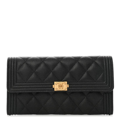 Chanel Caviar Quilted Long Boy Flap Wallet Black 1 of 8
