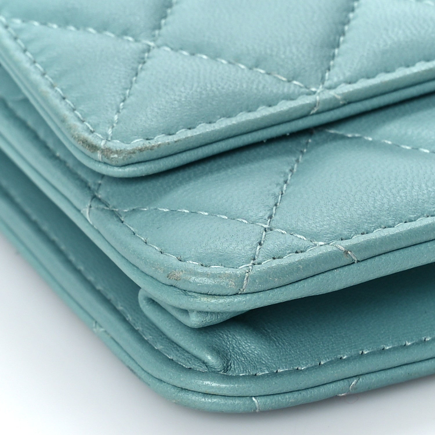 Chanel Lambskin Quilted Trendy CC Wallet On Chain WOC Light Blue 8 of 12
