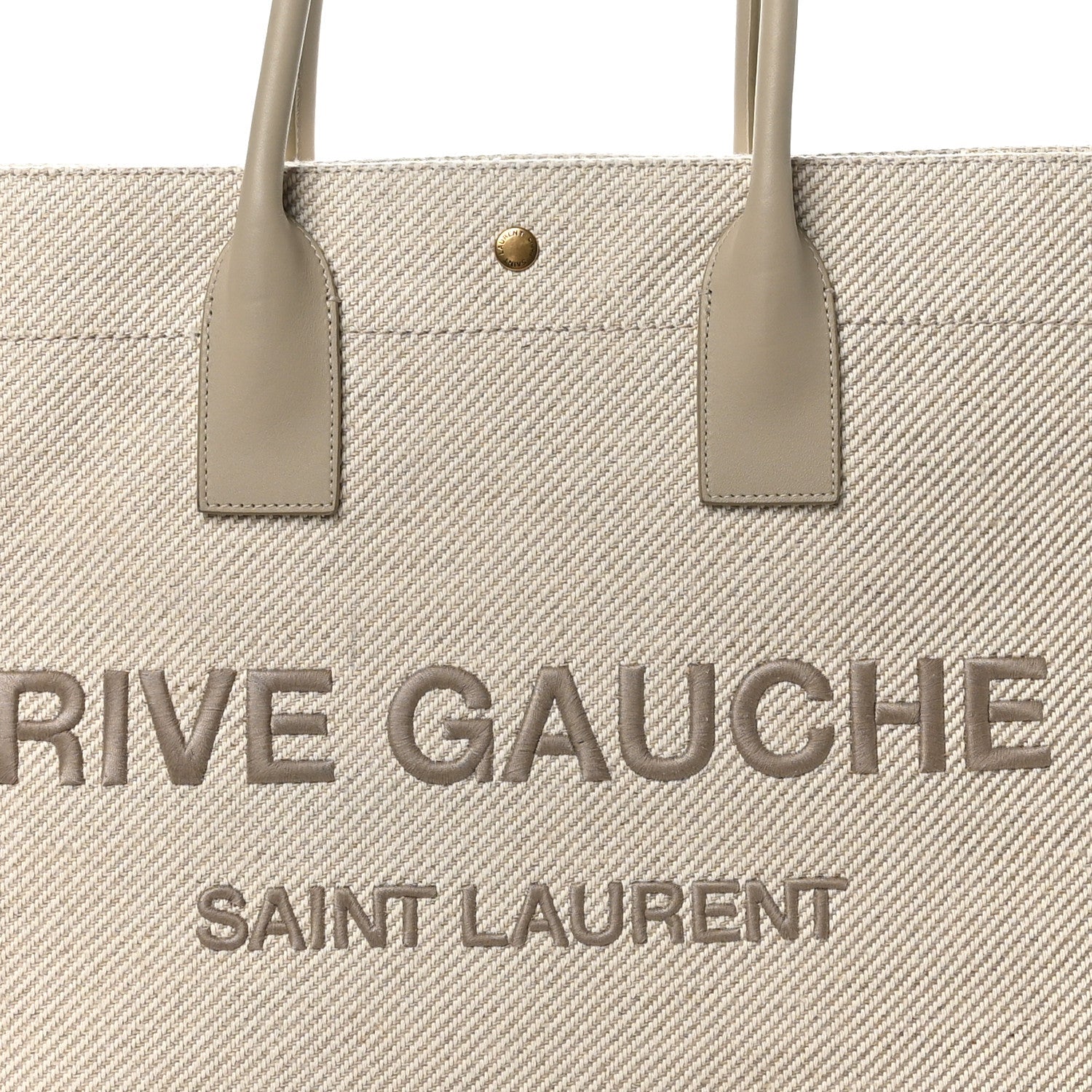 Saint Laurent Linen Calfskin Rive Gauche Tote Beige Sea Salt 8 of 11