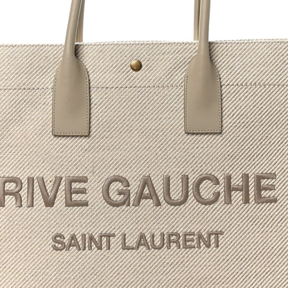 Saint Laurent Linen Calfskin Rive Gauche Tote Beige Sea Salt 8 of 11