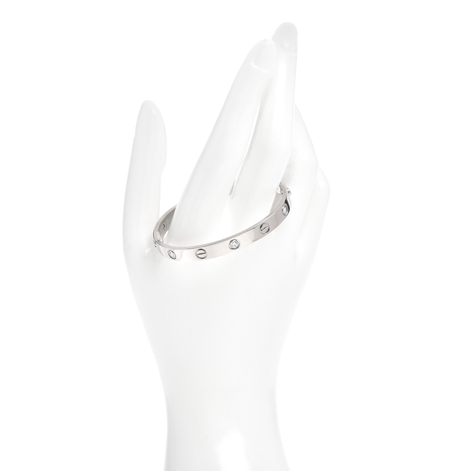 Cartier 18K White Gold 6 Diamond LOVE Bracelet 16 2 of 5