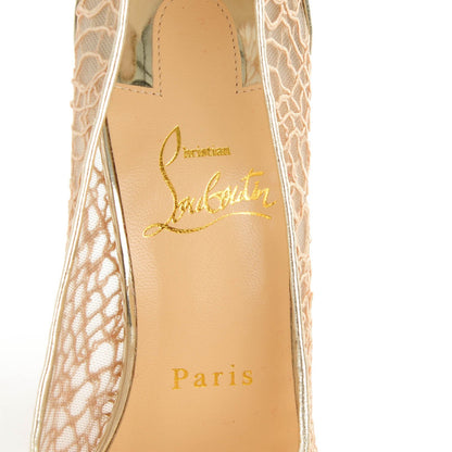 Christian Louboutin Metallic Fishnet Follies Resille 100 Pumps 37 Gold 7 of 7