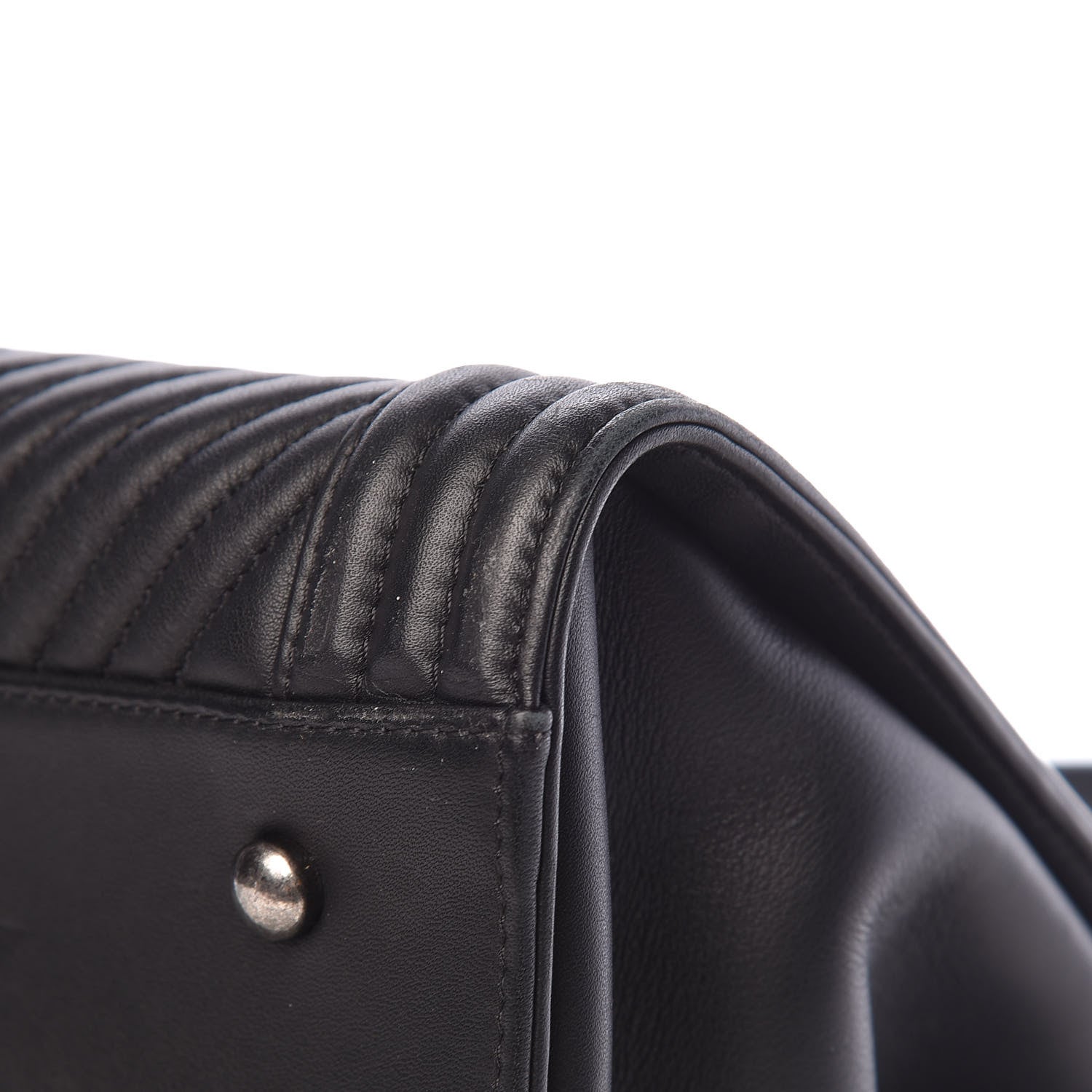 Chanel Calfskin Chevron Quilted Boy Shopping Tote Black 10 of 14