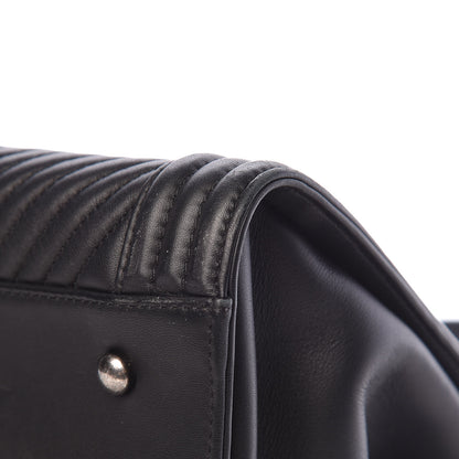 Chanel Calfskin Chevron Quilted Boy Shopping Tote Black 10 of 14