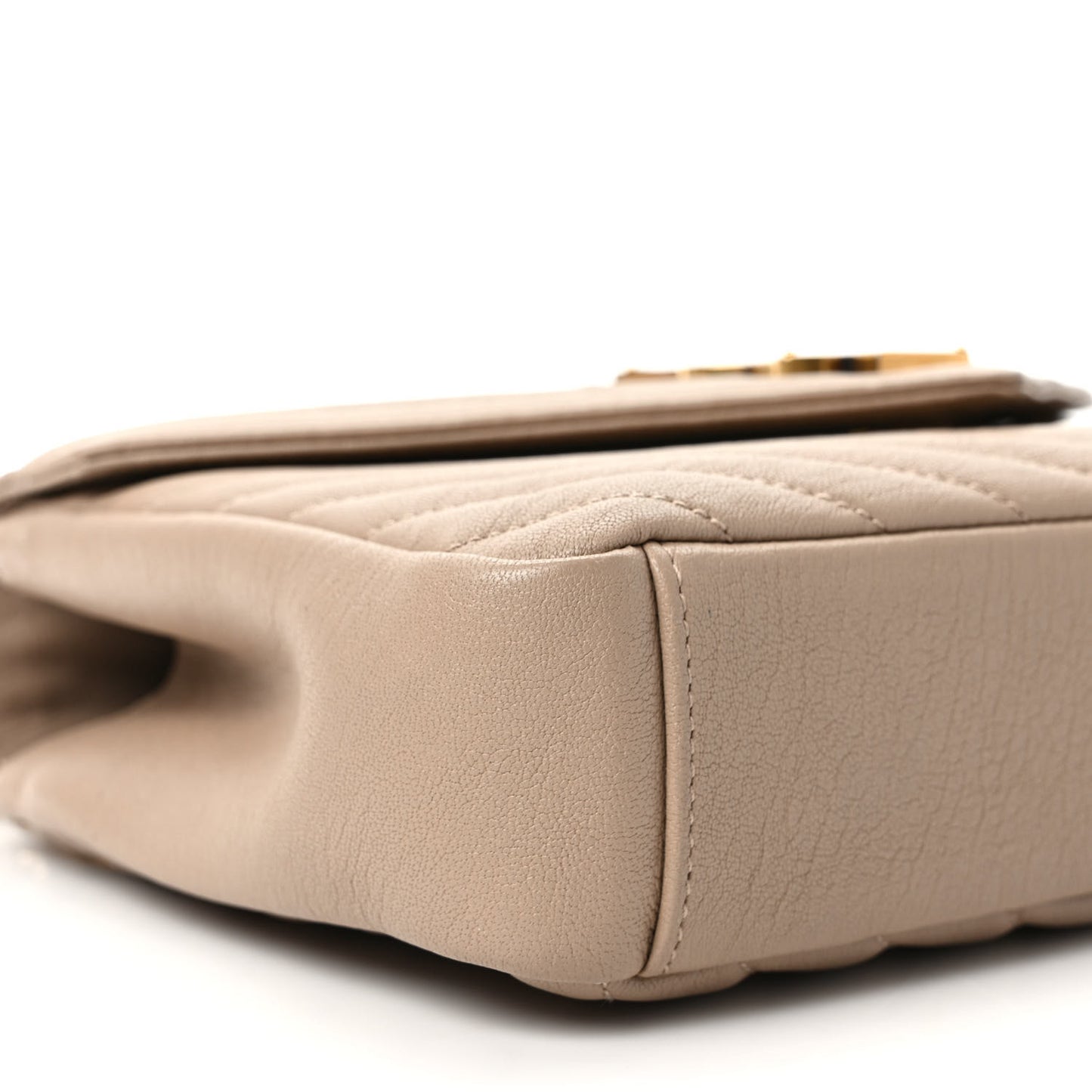 Sheepskin Matelasse Chevron Monogram Medium College Bag Dark Beige