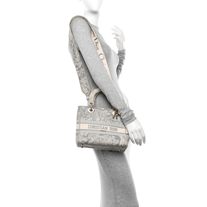 Christian Dior Canvas Toile De Jouy Reverse Embroidered Medium Lady D-Lite Gray 2 of 11