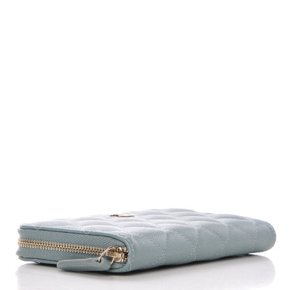 Chanel Iridescent Caviar Quilted Medium Zip Around Wallet Light Blue 4 of 9