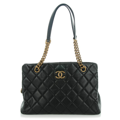 Chanel Calfskin Quilted Small CC Crown Tote Black 1 of 7