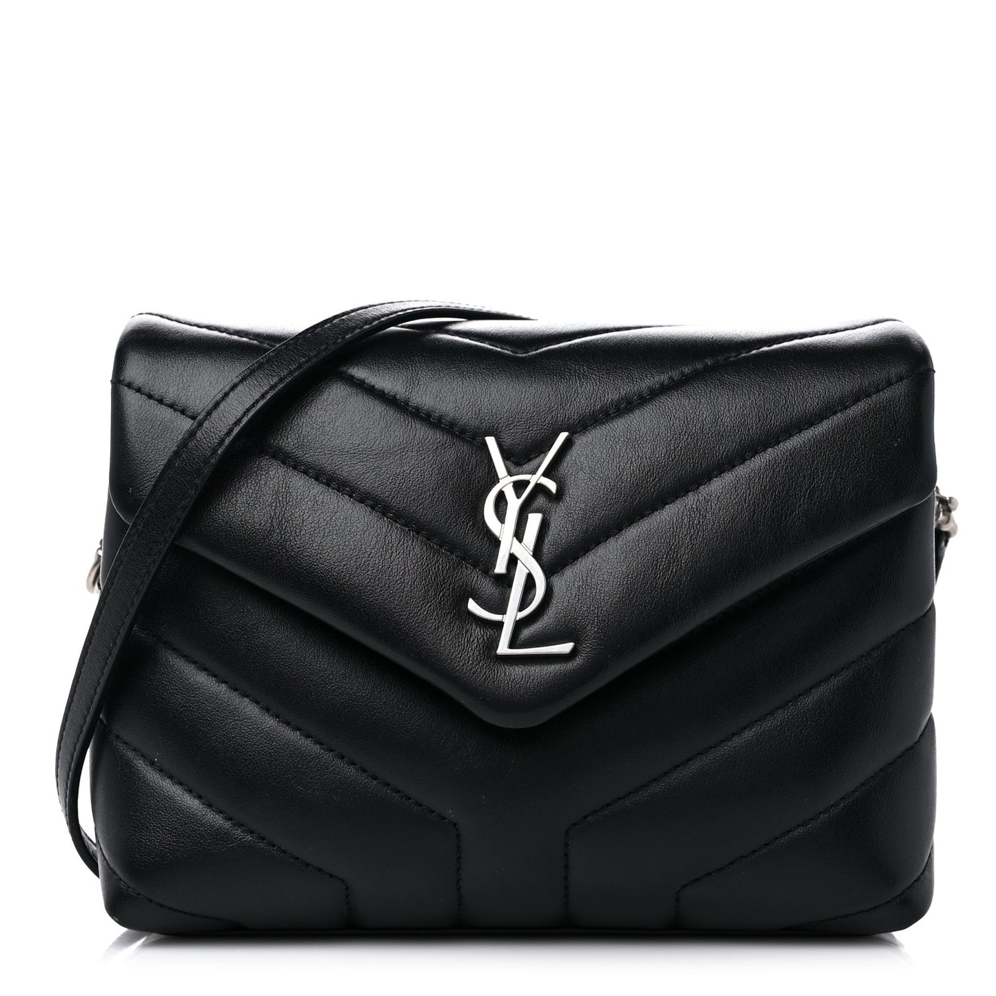 Calfskin Y Quilted Monogram Toy Loulou Crossbody Bag Black