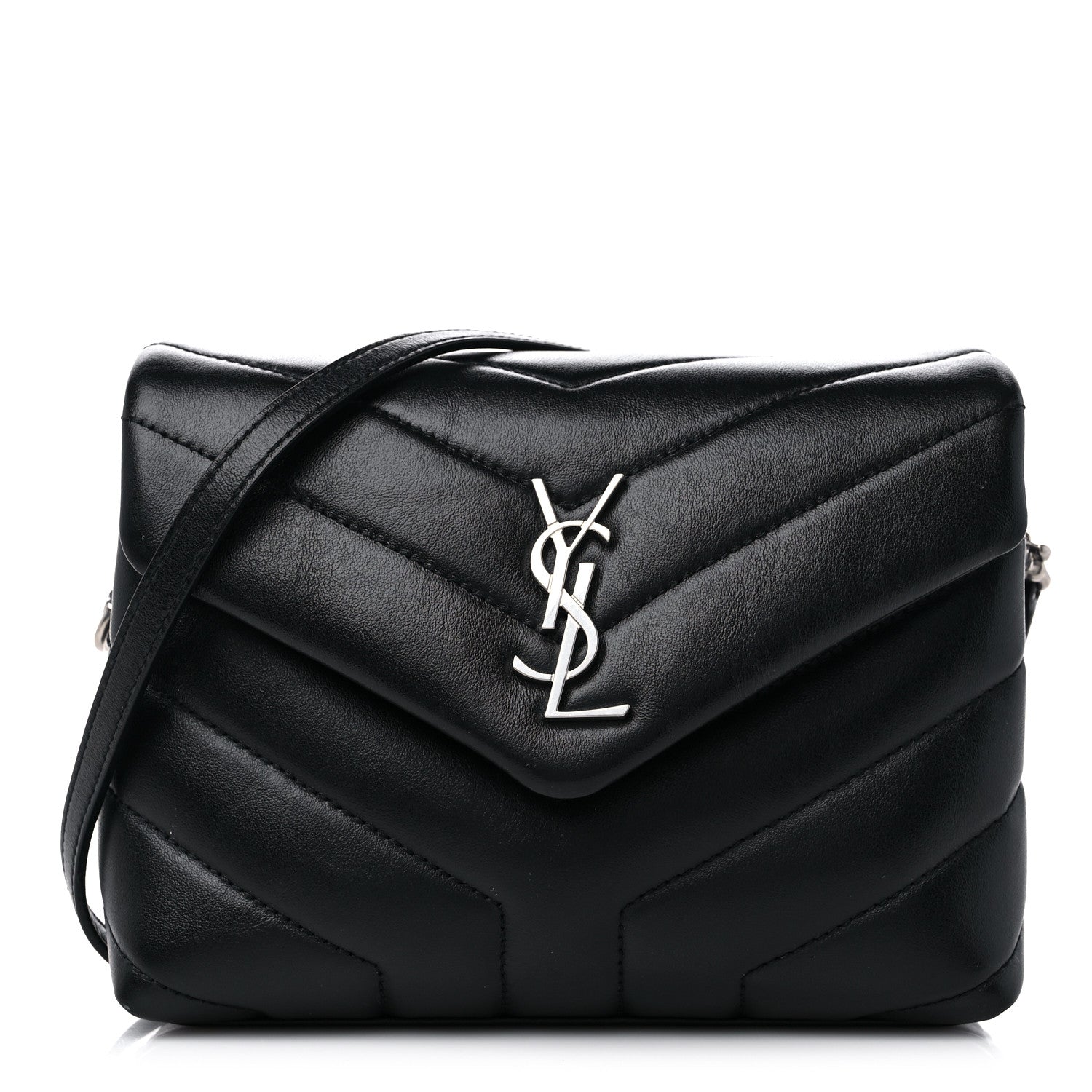 Saint Laurent Calfskin Y Quilted Monogram Toy Loulou Crossbody Bag Black 1 of 9
