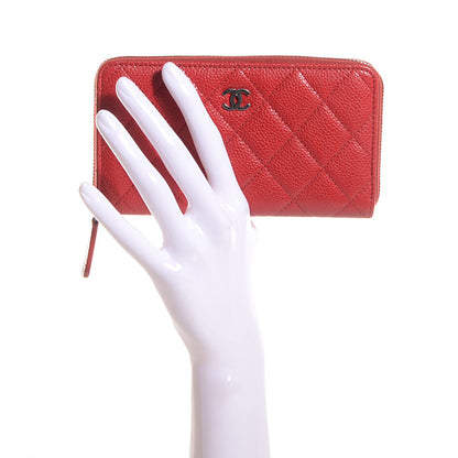 Chanel Caviar Quilted Small Zip Around Wallet Red 2 of 9