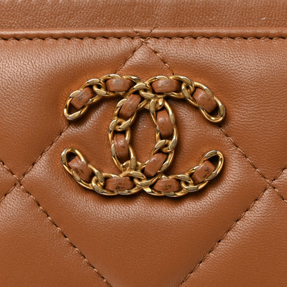 Chanel Lambskin Quilted Chanel 19 Card Holder Brown 11 of 11