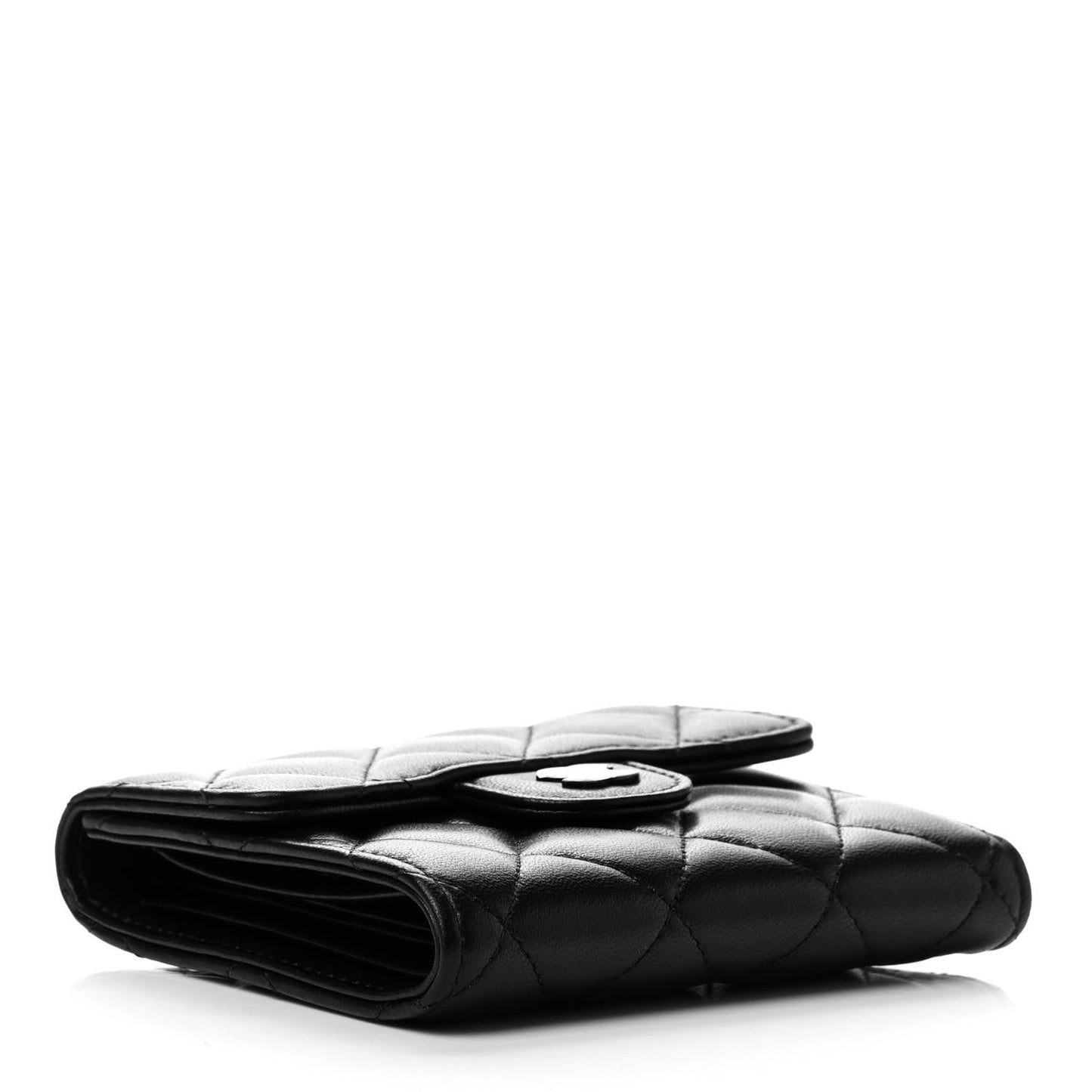 Lambskin Quilted Compact Flap Wallet So Black