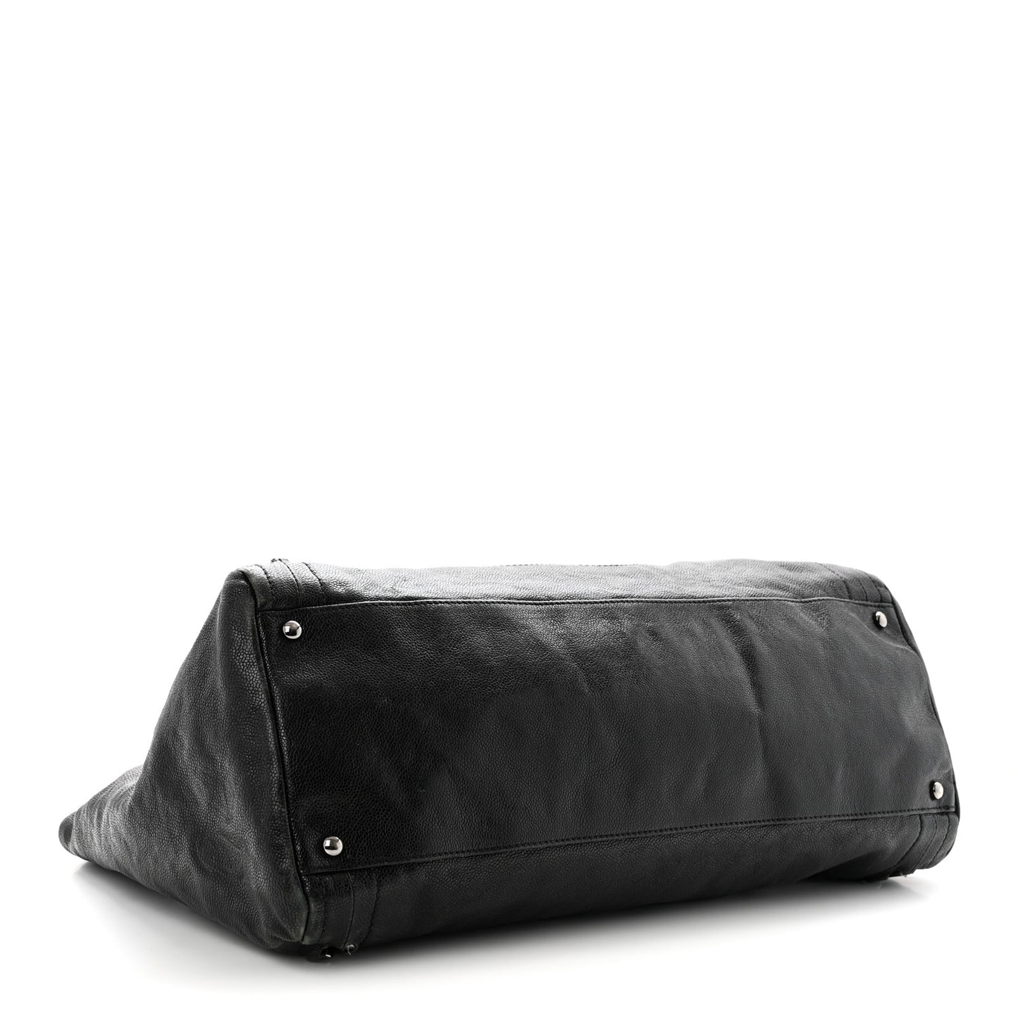 Glazed Caviar East West Modern Chain Tote Black