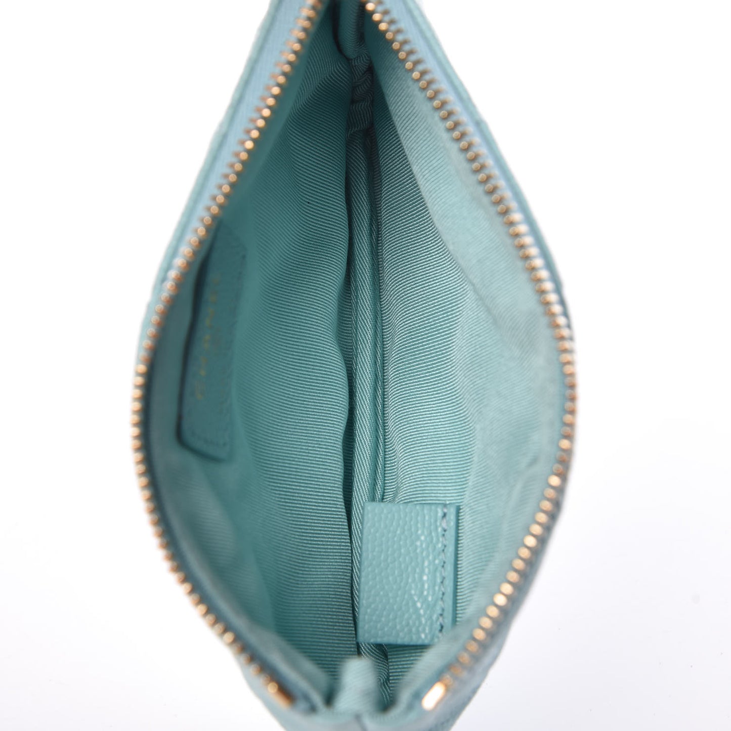 Caviar Quilted Small Cosmetic Case Light Blue