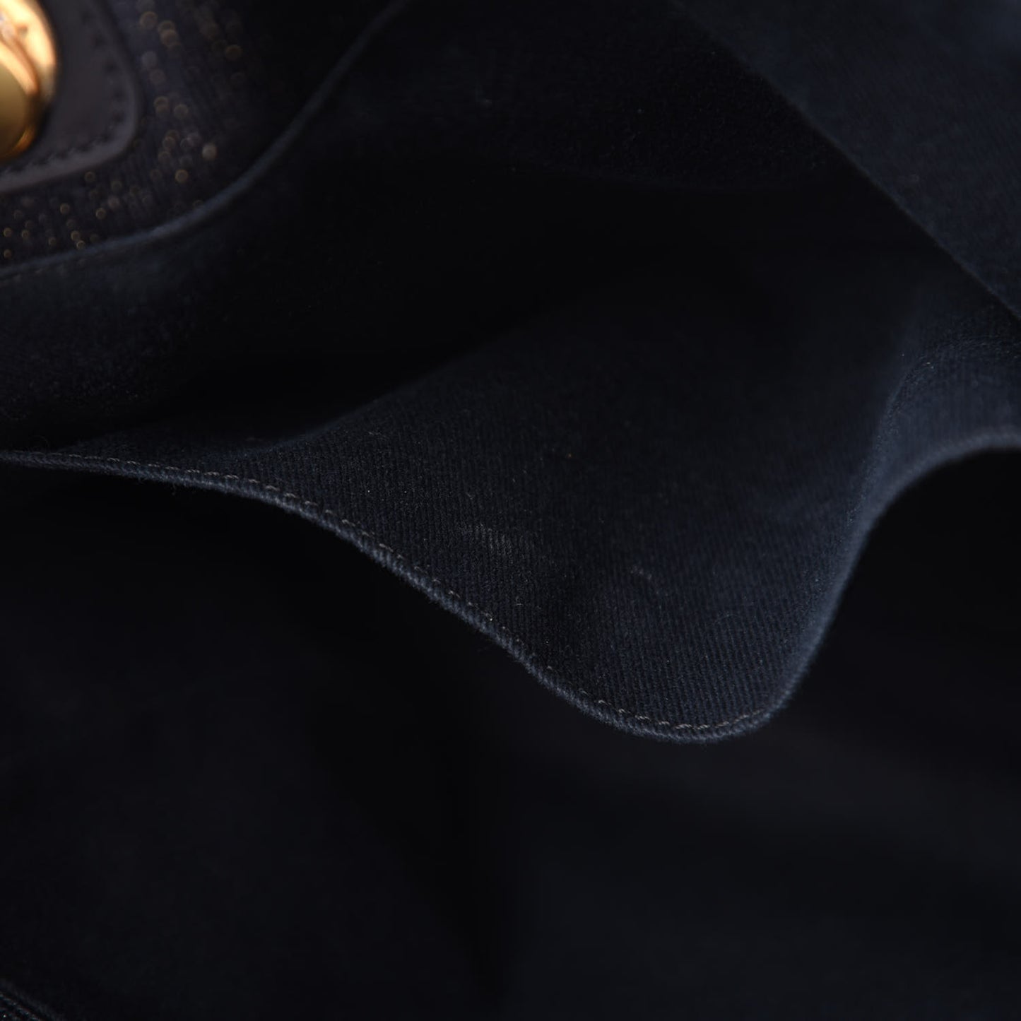 Lurex Canvas Mini Deauville Tote Navy Blue Gold