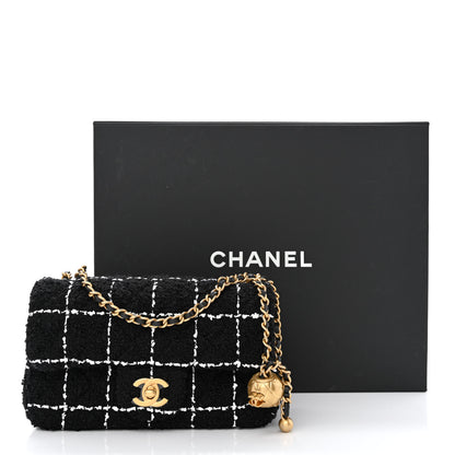 Chanel Tweed Quilted Mini Rectangular Pearl Crush Flap Black 11 of 11
