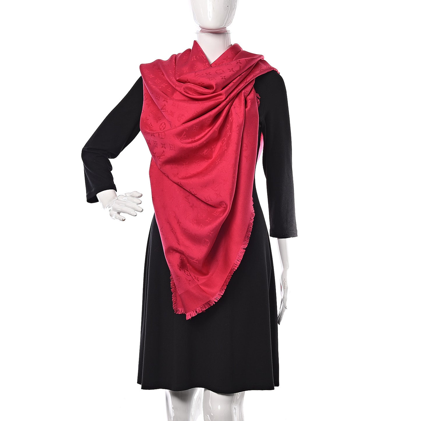 Silk Wool Monogram Shawl Fuchsia