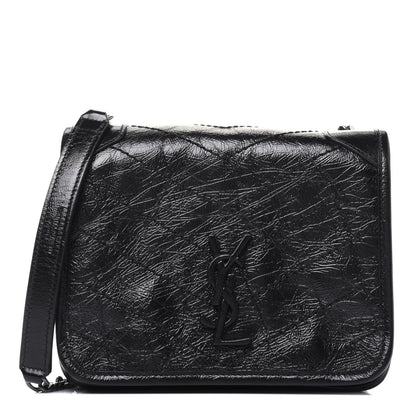 Saint Laurent Crinkled Calfskin Matelasse Monogram Niki Chain Wallet Black 1 of 10