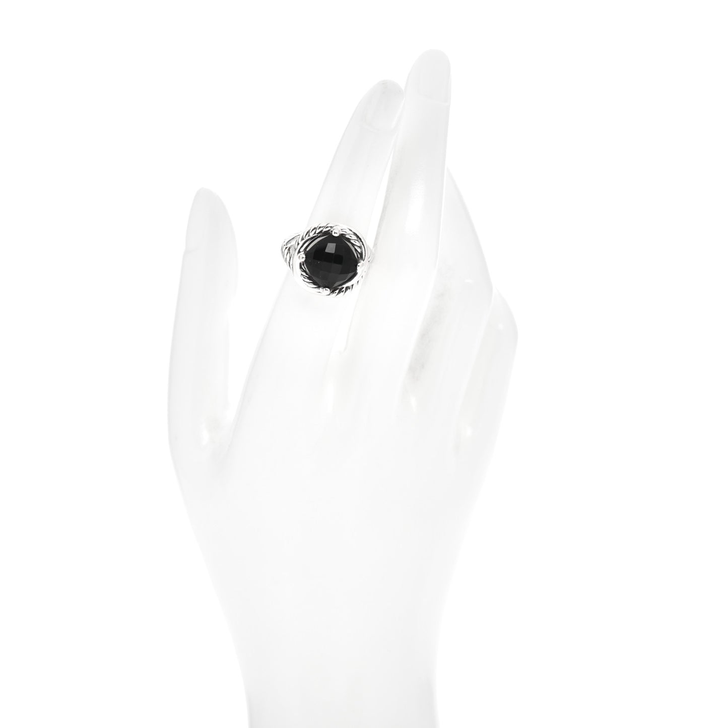 Sterling Silver Black Onyx 11mm Infinity Ring 52 6