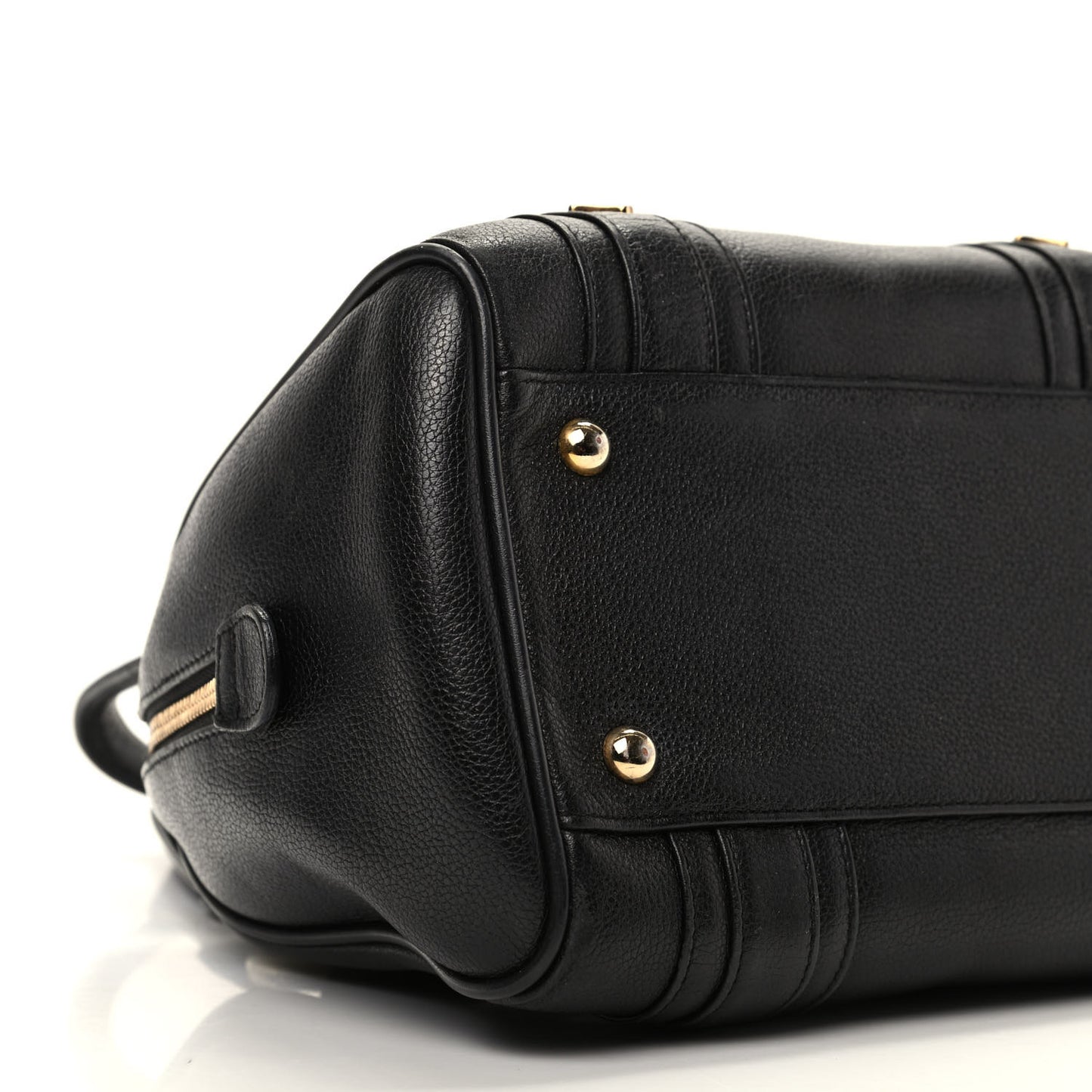 Grained Calfskin Studded Boston Bag Black