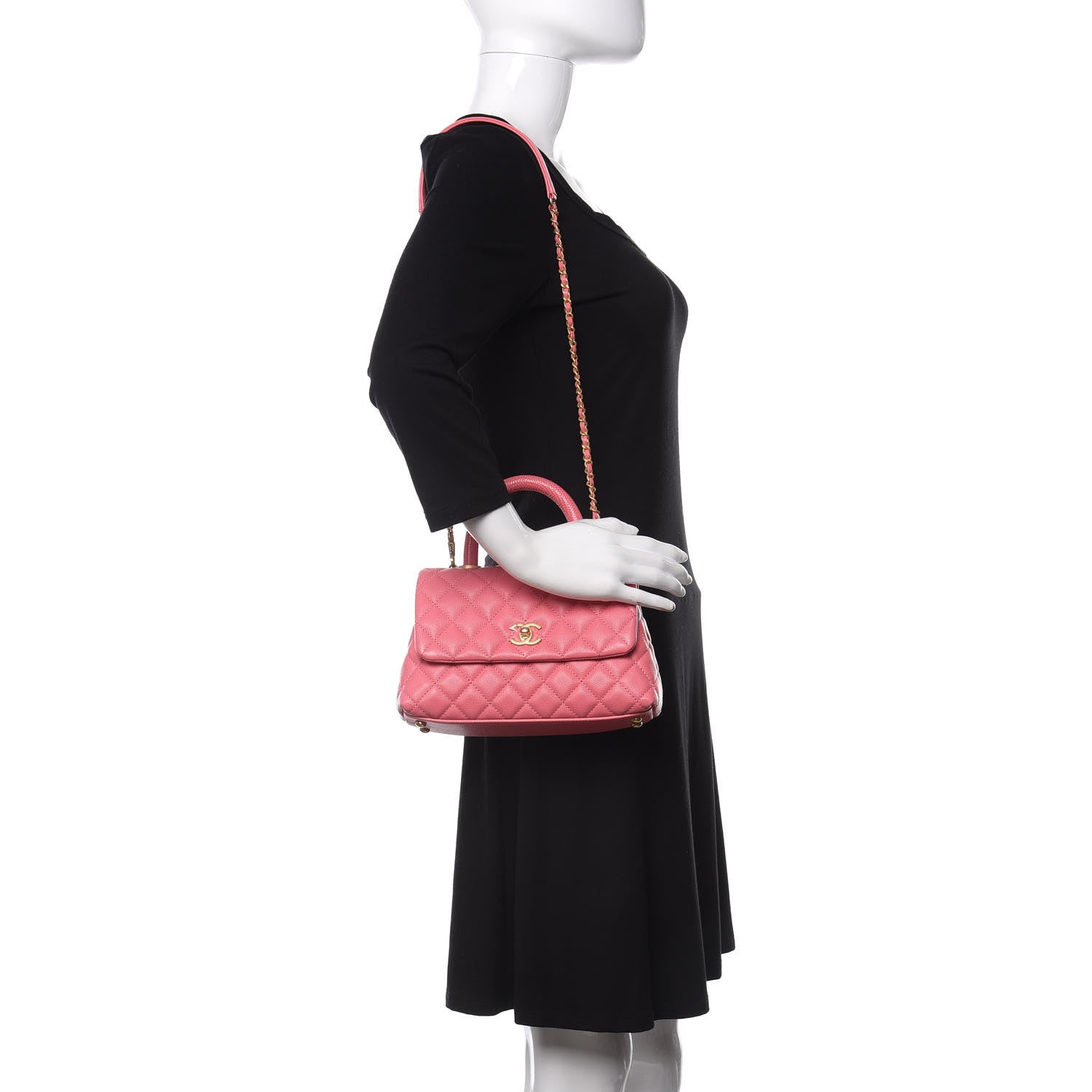 Chanel Caviar Quilted Mini Coco Handle Flap Dark Pink 2 of 11