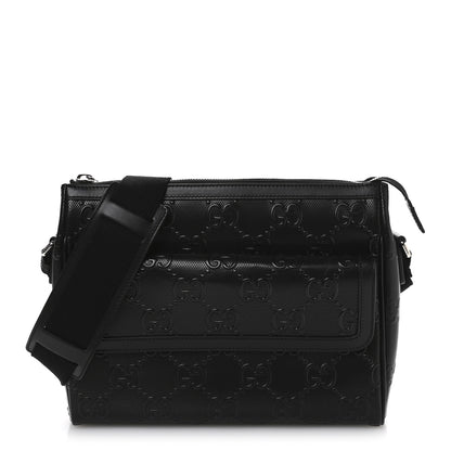 Gucci Calfskin GG Tennis Embossed Shoulder Bag Black 1 of 11