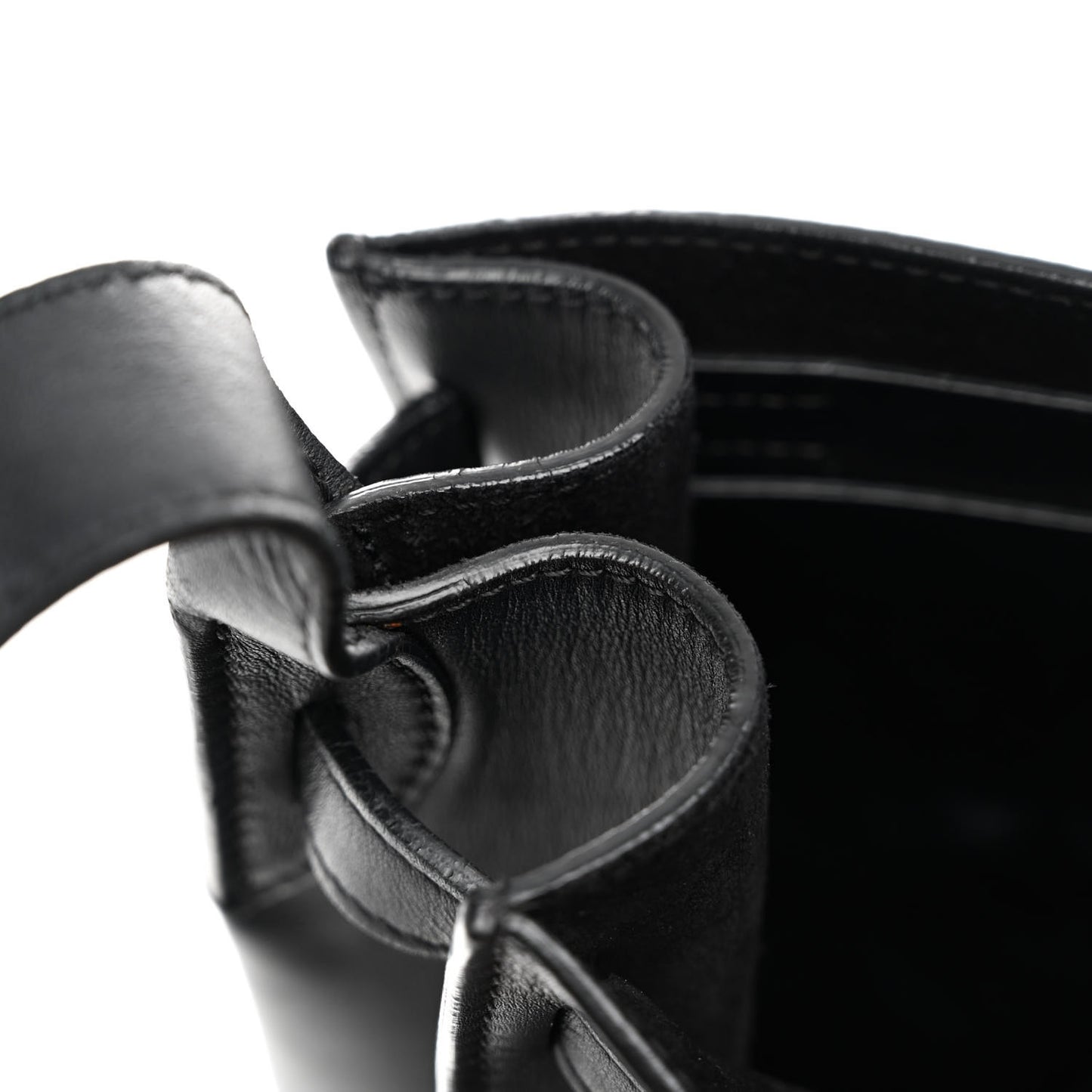 Smooth Calfskin Long Strap Big Bucket Bag Black