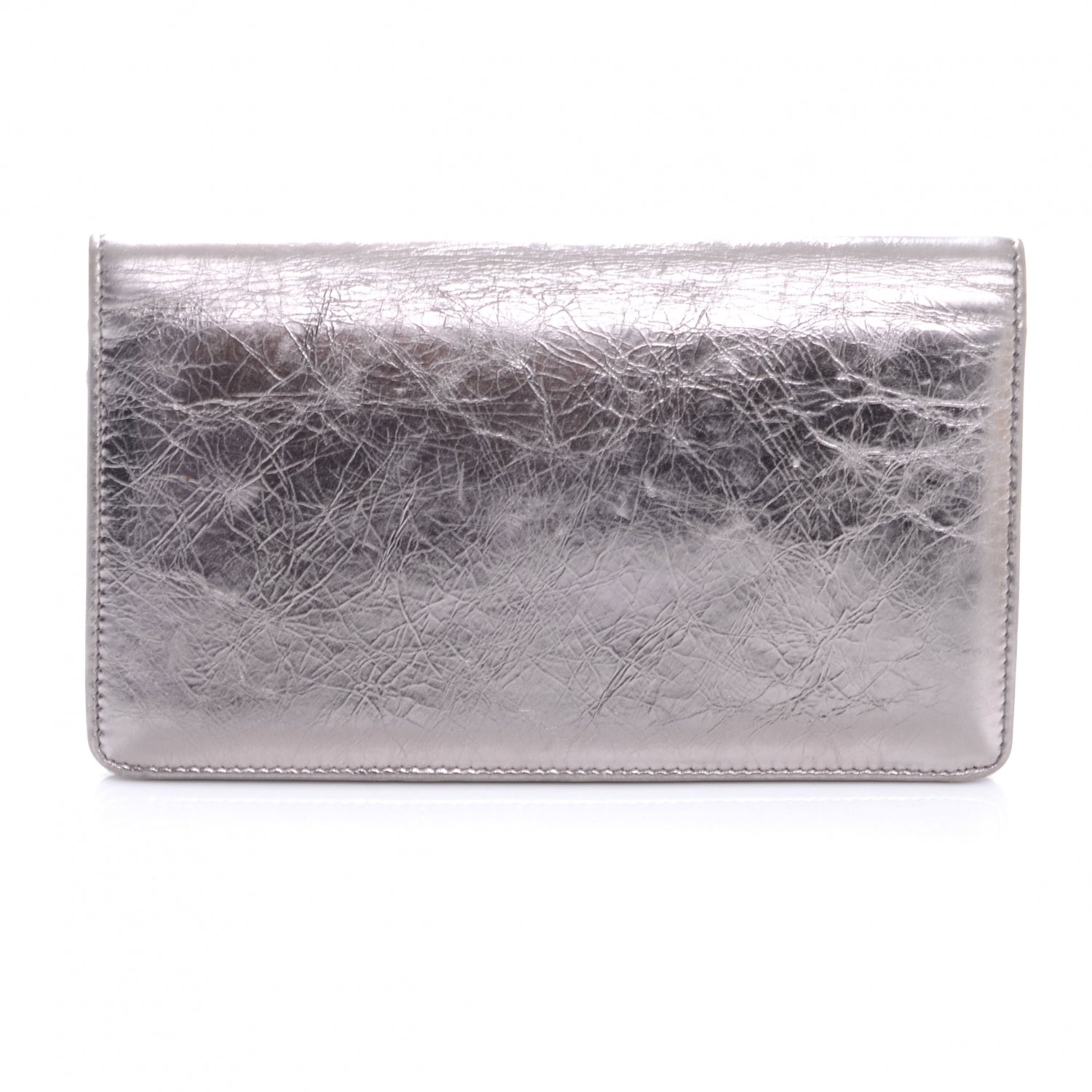 Chanel Leather CC Bow Wallet Metallic Silver 3 of 8
