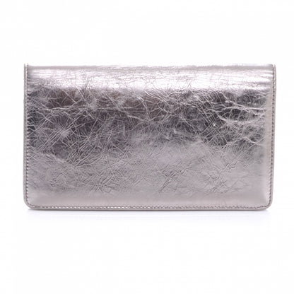 Chanel Leather CC Bow Wallet Metallic Silver 3 of 8