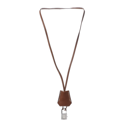 Hermes Stainless Steel Barenia Kelly Clochette Necklace Watch Fauve 3 of 4