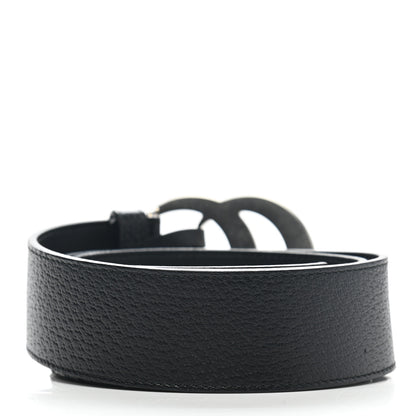 Gucci Textured Dollar Calfskin Nickel Double G 40mm Belt 80 32 Black 2 of 6