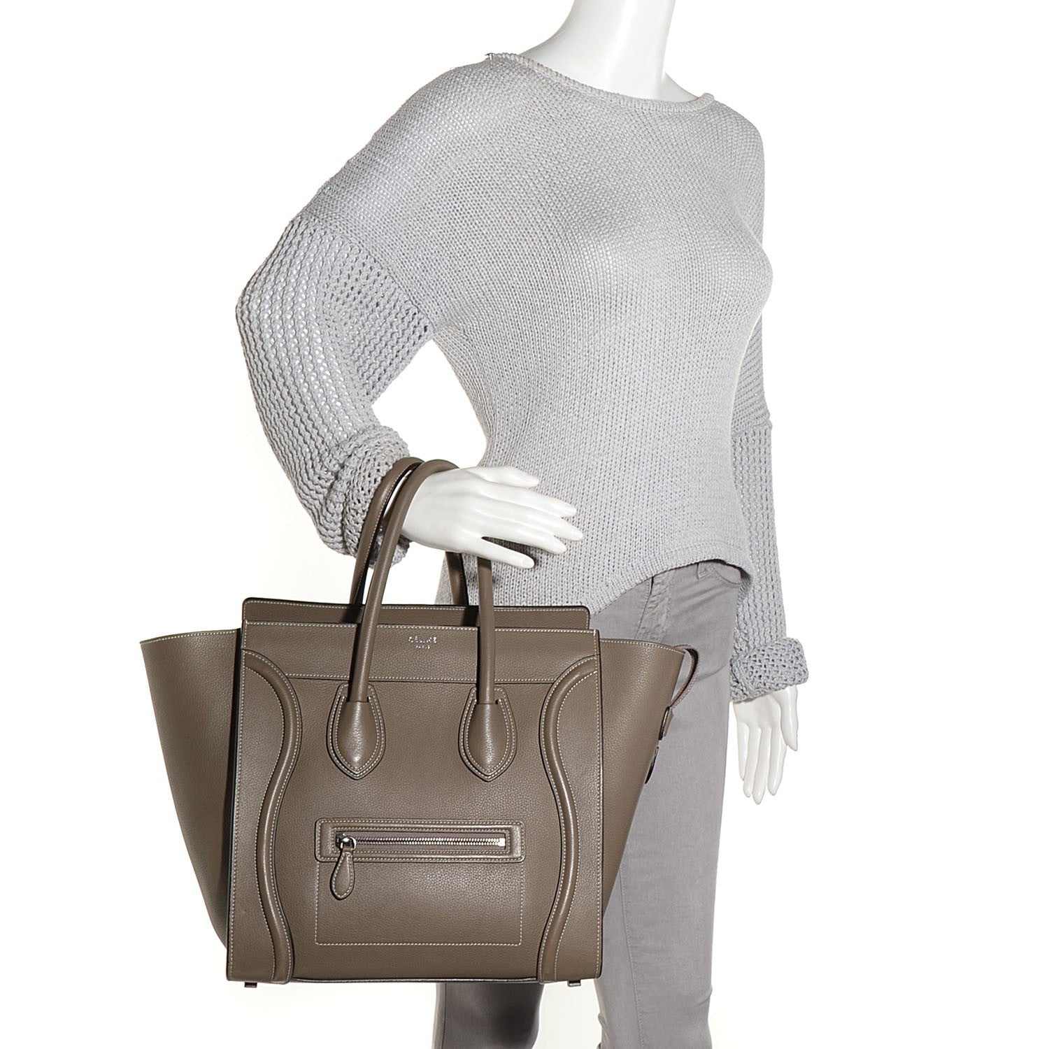 Celine Drummed Calfskin Mini Luggage Souris 2 of 8