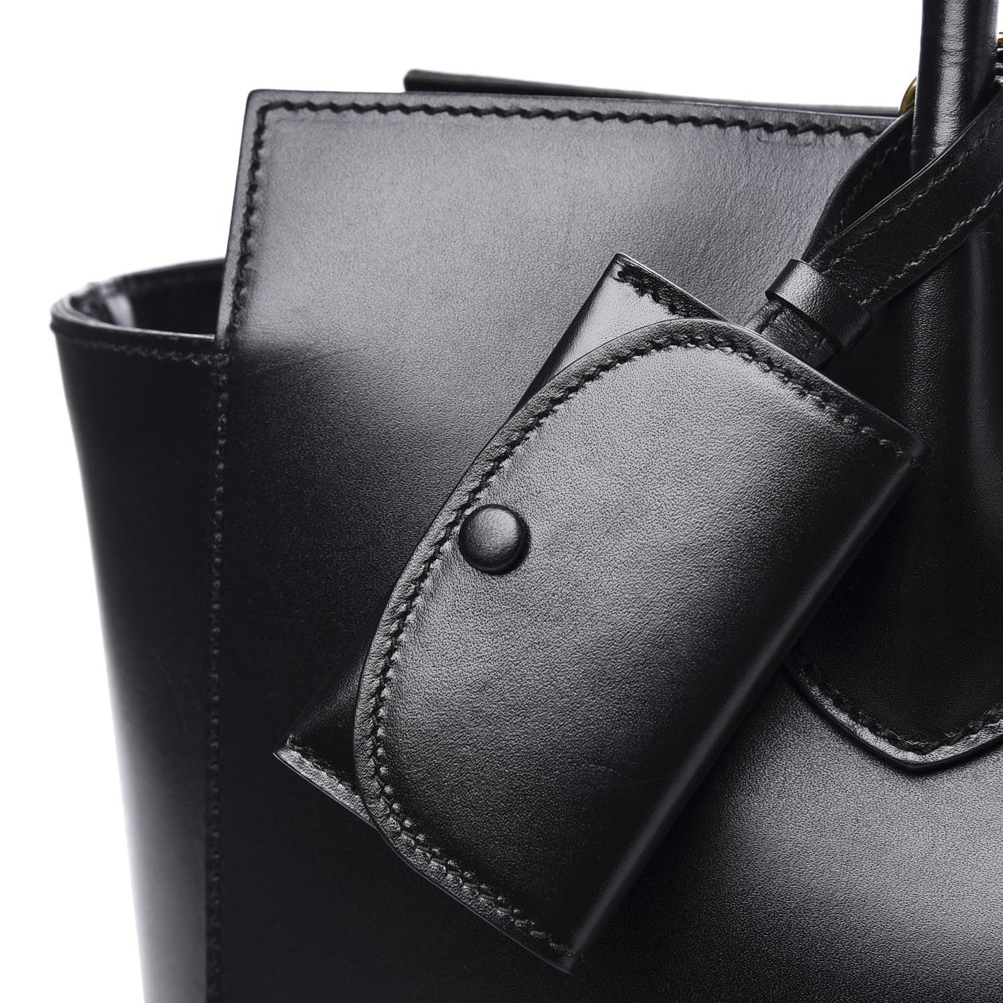 Calfskin Medium Lady Buckle Top Handle Bag Black