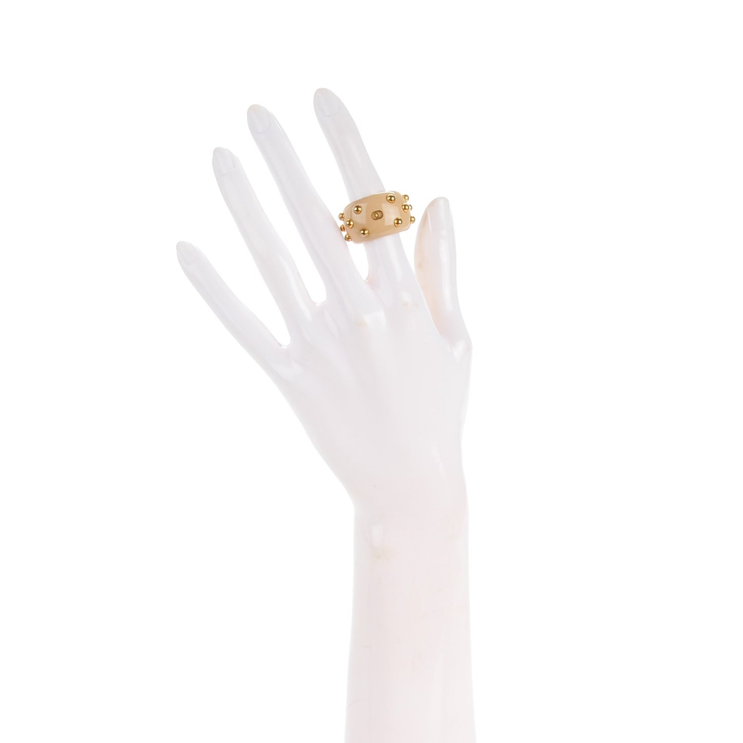 Resin Studded CC Ring Dark Beige 6.5