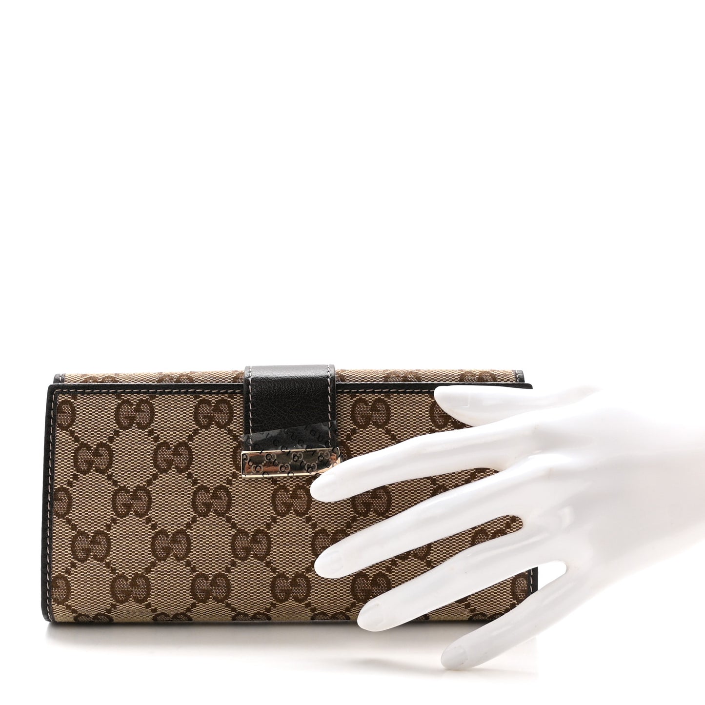 GG Plus Monogram Icon Bar Continental Flap Wallet Dark Brown