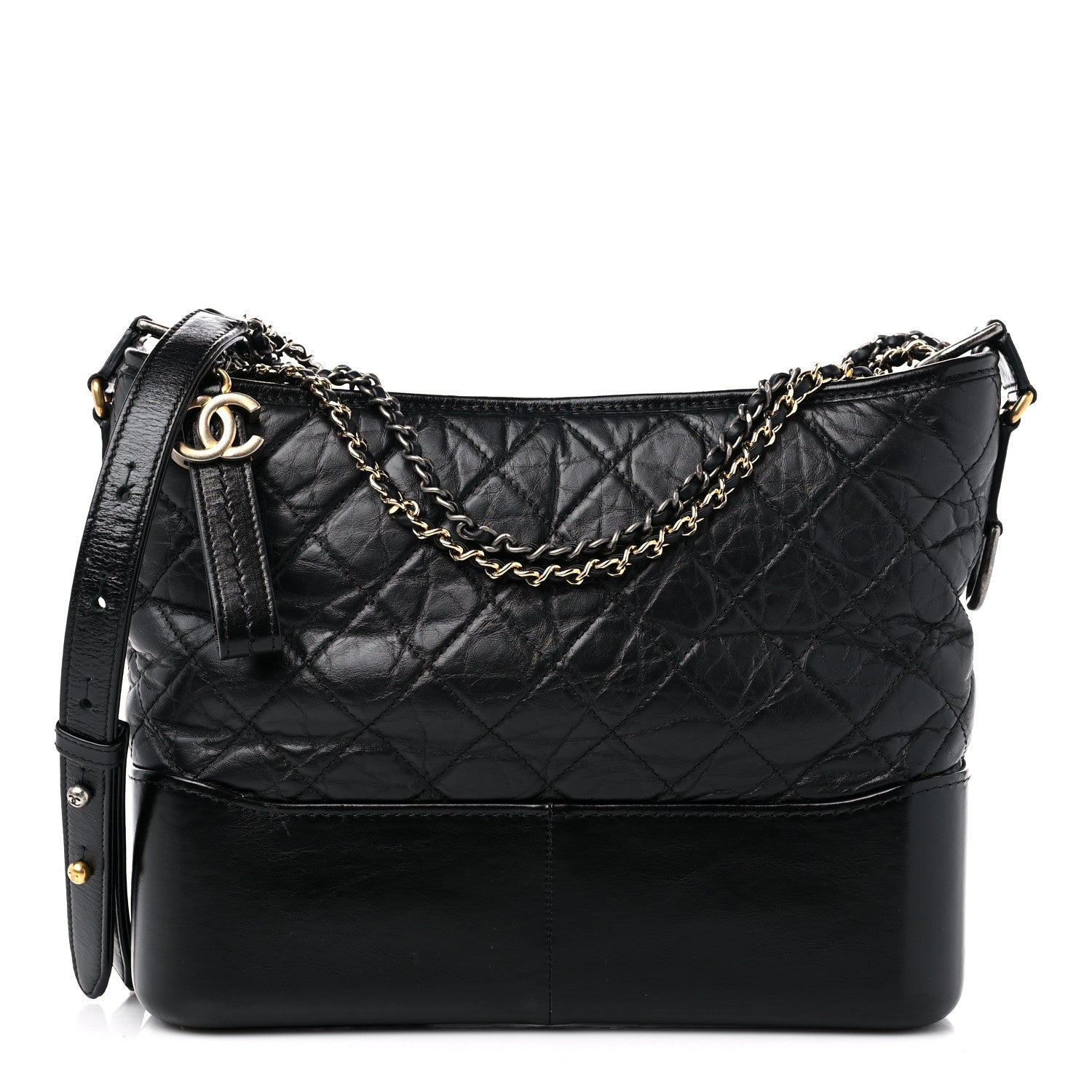 Chanel Aged Calfskin Quilted Medium Gabrielle Hobo Black 1 of 10