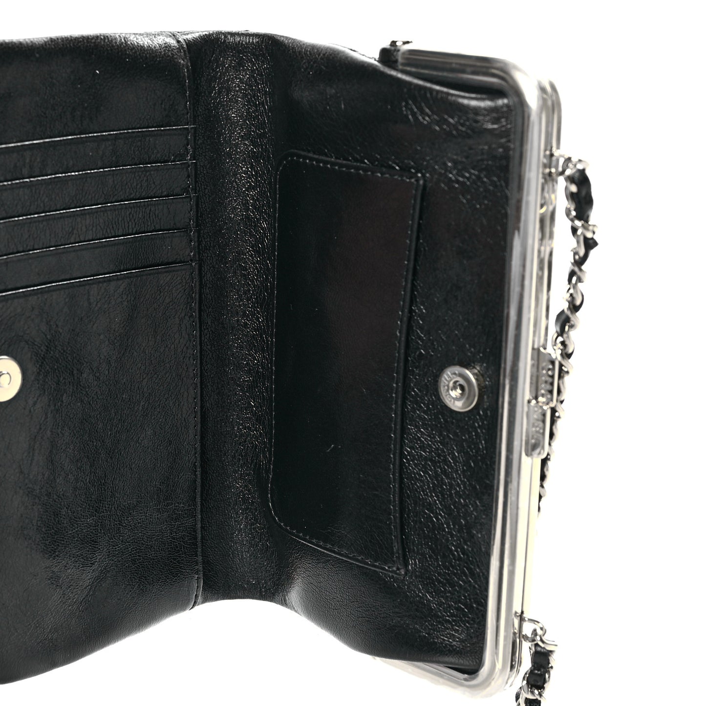 Lambskin Quilted Frame Clutch With Chain Black