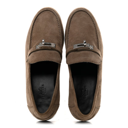 Hermes Suede Goatskin Womens Destin Loafers 39 Etoupe 2 of 10