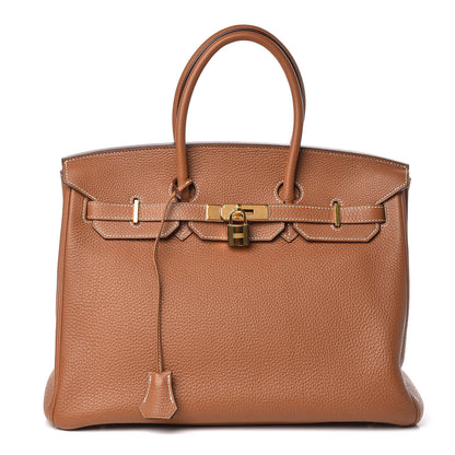 Hermes Taurillon Clemence Birkin 35 Gold 1 of 32