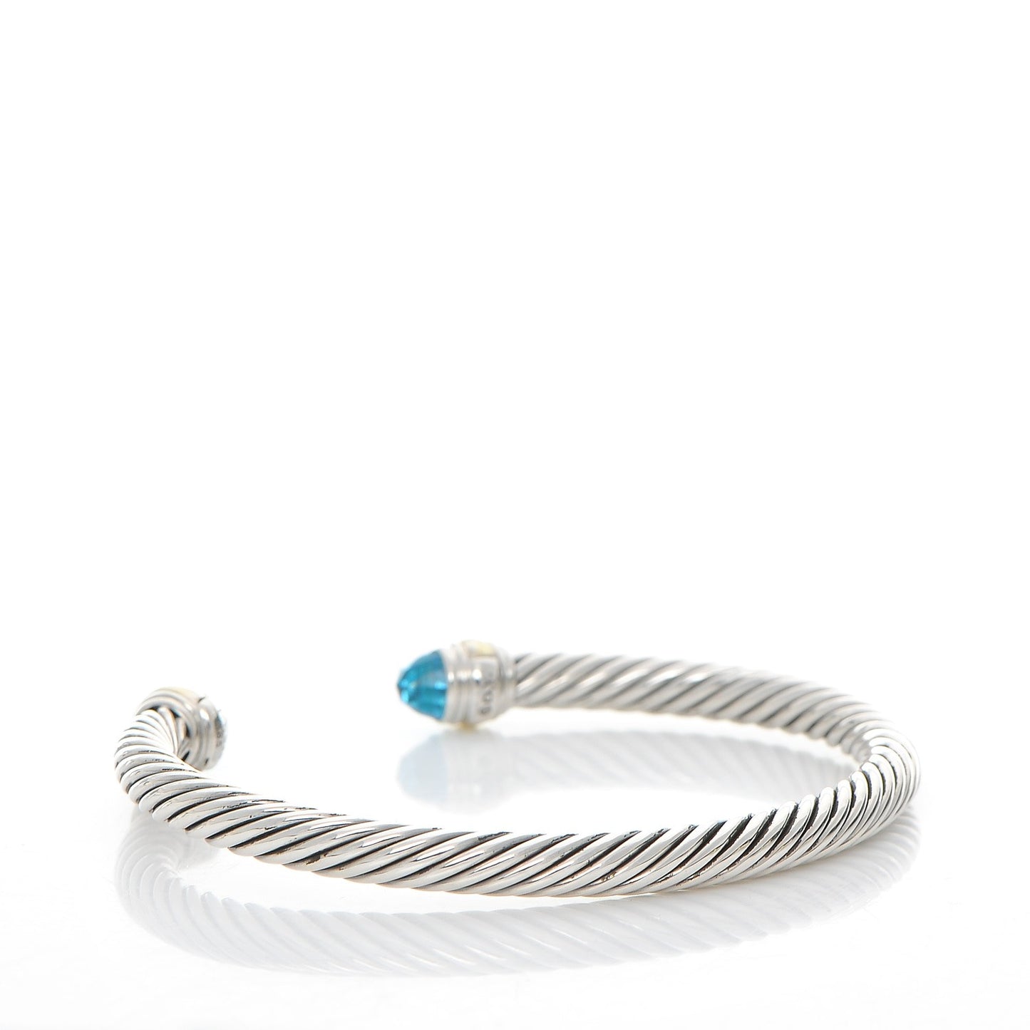 Sterling Silver 14K Yellow Gold Blue Topaz 5mm Cable Classics Bracelet
