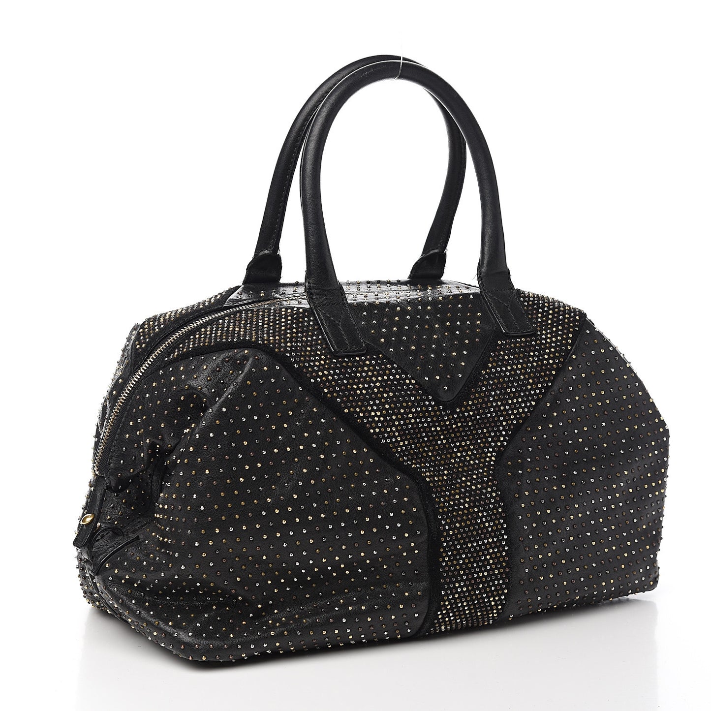 Calfskin Rock Studded Easy Sac Black