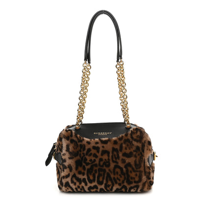 Burberry Prorsum Leopard Print Shearling Shoulder Bag Black 1 of 10