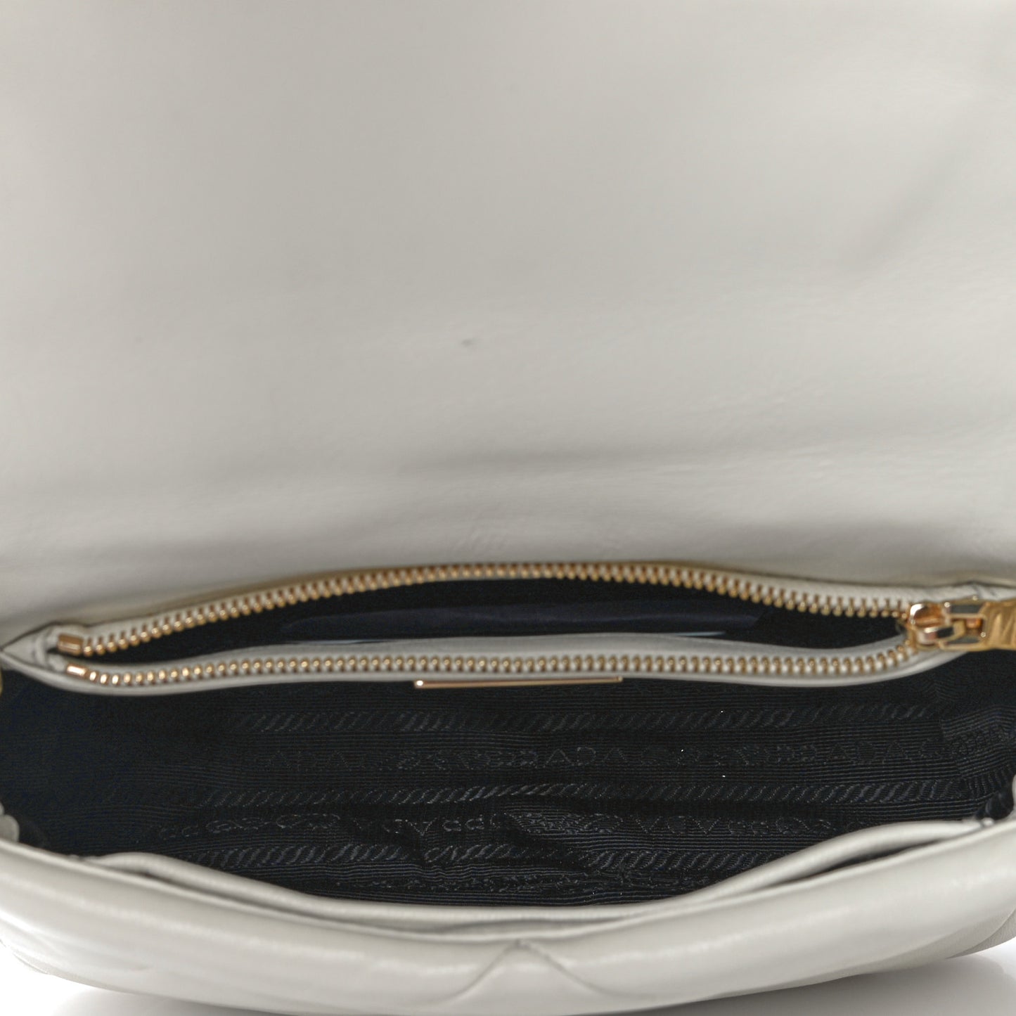 Nappa Re-Nylon Triangle Quilted Patchwork System Flap Shoulder Bag White