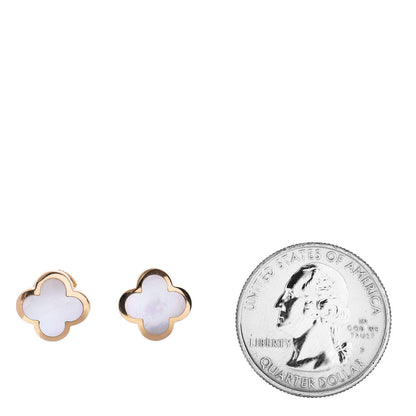 Van Cleef & Arpels 18K Yellow Gold Mother of Pearl Pure Alhambra Earrings 2 of 5