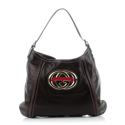 Gucci Calfskin Medium Britt Hobo Dark Brown 1 of 9