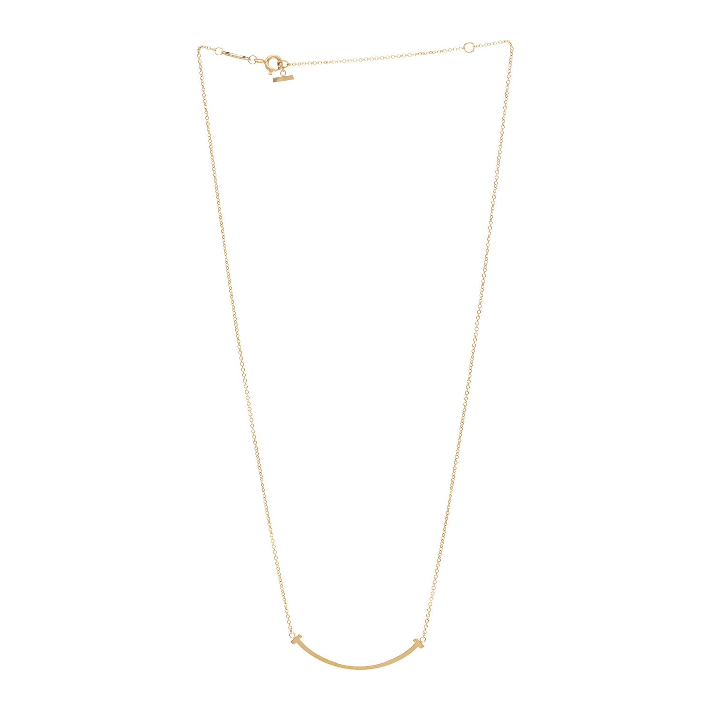 18K Yellow Gold Small T Smile Pendant Necklace