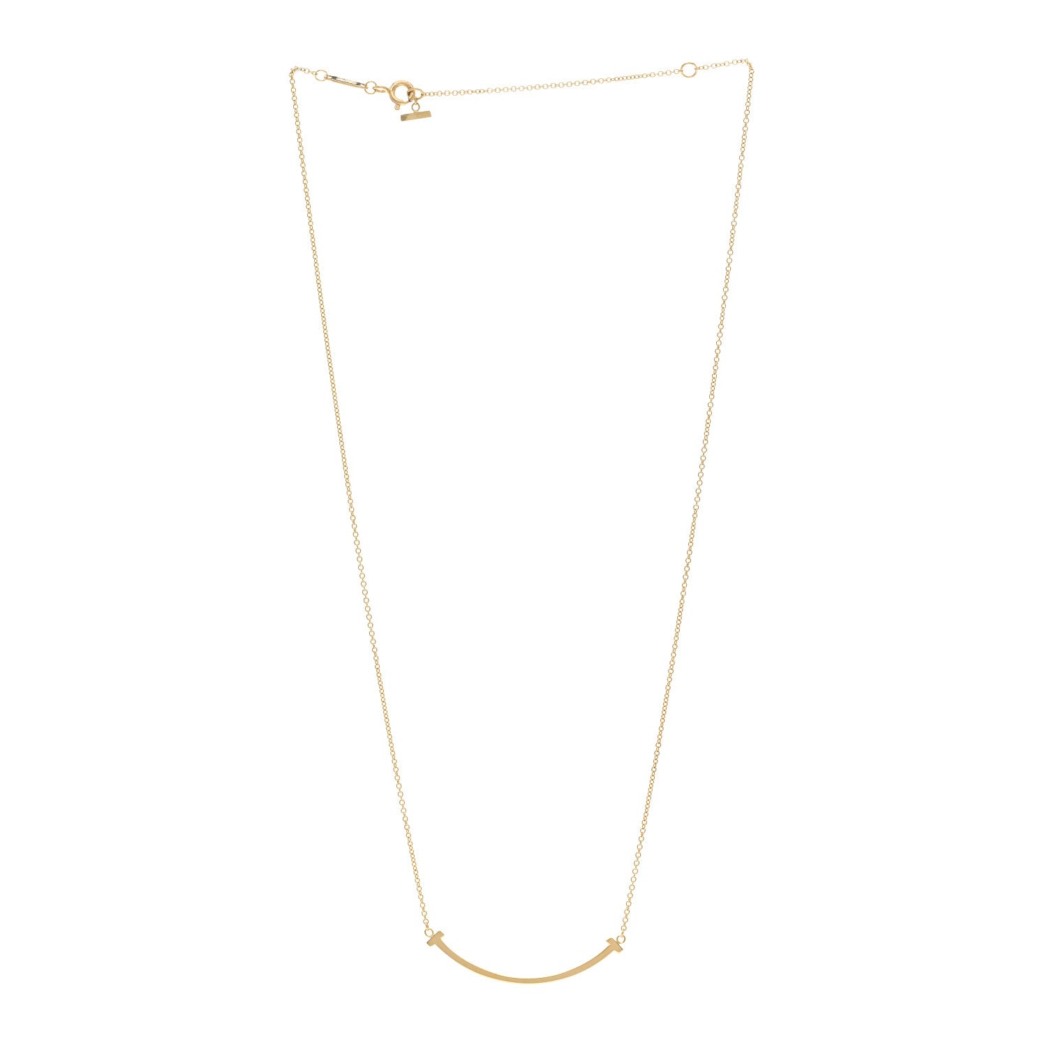 Tiffany 18K Yellow Gold Small T Smile Pendant Necklace 3 of 5